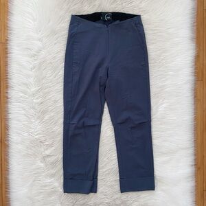 Porto Verona Crop Pants Blue Gray Stretch Twill Pull On Cuff Hem Capri Lagenlook